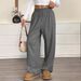 Women's Solid Color Wide-Leg Pants – High-Waisted Flowy Trousers For Work & Casual (Breathable Fall/Winter Lounge Pants, Slimming & Comfortable)_ecoleips.com