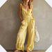 Women's Sleeveless Ruffled Wide Leg Jumpsuit Solid Color European American Retro Fashion Casual Summer Clothing_ecoleips.com