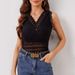 European American Cross-border 2026 V-neck Lace Patchwork Outerwear And Innerwear All-season Fashion Tank Top T-shirt_ecoleips.com