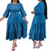 Women's Clothing Large Size Women's Denim Dress Pleated Skirt Including Belt Micro Reflective Color Change New Style_ecoleips.com