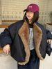 girl MMFISH Street Style Warm Fuzzy Flight Suit High-end Loose Thick Melard Cotton Jacket 24W459_ecoleips.com