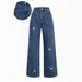 Aria Basics Cross-border European And American Best-selling Casual Straight-leg Jeans For Women, Loose-fitting,_ecoleips.com