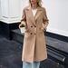 Women's Elegant Double-Breasted Trench Coat – Classic Long Sleeve Button-Up Jacket (S-XL, Khaki)_ecoleips.com