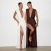 Stylish Draped Pleated Dress Solid Color Deep V Neck Irregular Design European American Style Feminine New Black Dress_ecoleips.com