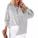 Verve Striped Sleeve New Loose Casual Women's Long Shirt_ecoleips.com