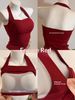 Stunning Yoga Outfit! Super Versatile Red Backless Top~ Halter Neck Camisole, Thin Summer Style With Chest Pads_ecoleips.com