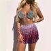 Verve 2025 Nightclub Performance Sequin Fringe Midi Skirt Women's LBZ801_ecoleips.com