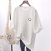 1pcs Girl Summer Smile Print T-shirts Women Classic Basic Fashion Tees Students Short Sleeve Loose Tops Female Round Neck Tshirt_ecoleips.com