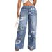 Spring Summer New Women's Button up Front Pocket Printed Casual Jeans Denim Export Style 2026_ecoleips.com