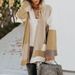 Women's Clothing Autumn And Winter Sweater Large Size Loose Geometric Colorblocking Sweater Cardigan_ecoleips.com