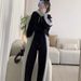 Women's Clothing Hooded Loose Plus Velvet Sweater Thick Coat Color Matching Casual Pants Sports Suit_ecoleips.com