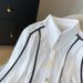 Women's Clothing Real shot in stock Autumn puff sleeve temperament white three quarter sleeve shirt Western style loose casual chiffon shirt_ecoleips.com