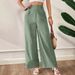 Women's High Waist Slimming Wide Leg Pants Solid Color Spring Summer Fashion Polyester Capri Pants_ecoleips.com