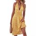 Women's Clothing Women's Sleeveless Halter Neck Bohemian Dress Urban Fashion Floral Pockets Elastic Waist Pleats_ecoleips.com