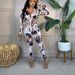 Women's European American Style Printed Lapel Jumpsuit Long Sleeve Slim Two Piece Set Fashion Autumn Winter New Arrivals_ecoleips.com