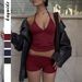 Diyun European And American Sports Yoga Halter Neck T-Shirt Shorts Women Two-Piece Set Women's Clothing 2025 Autumn_ecoleips.com