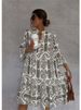 New Style Casual Print Three-quarter Sleeve Shirt Dress For Women Summer Fashion V Neck Loose Holiday Casual Dresses Robe Femme_ecoleips.com