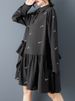 2026 Spring Summer New Black Vintage Oversized Dresses For Woman Ruffle Long Sleeve Loose Casual Midi Dress Elegant Clothing_ecoleips.com