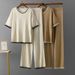 Summer Knit Two Piece Set for Women Simple Loose Short Sleeved Knit Top And Wide Leg Pants Cross Border Style_ecoleips.com