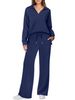 Women's Long Sleeve Drawstring Jogger Set Pure Color Casual Fall Lounge Outfit Comfortable 2 Piece Coordinated Tracksuit_ecoleips.com