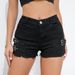 Women's Clothing High Waist Sexy Hole Elastic Plus Size Casual Pants Denim Shorts Jeans_ecoleips.com
