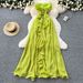 Women's Clothing Holiday Style Dress Summer French Sexy Tube Top Waist Slimming Slit Ruffle Irregular Long Skirt_ecoleips.com