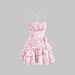 European And American Style Halter Neck Lace-up Sexy Floral Ruffle Waist-cinching Dress With Straps For Women_ecoleips.com