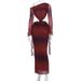 Sexy Fashion Printed Single Slant Shoulder Long Sleeve Ribbon Slim Fit Dress For Women Daily Party Wear_ecoleips.com
