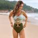 2025 new style swimsuit solid color splicing hot style metal button swimsuit European and American cross border one piece swimsuit_ecoleips.com