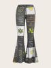 Women's Clothing Pattern Abstract Art Style Personality Trend Tight Flared Trousers_ecoleips.com