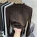 2025 Woolen Flannel Stand Up Collar Base Shirt, Women's Long Sleeved Cotton T-Shirt, 2025 Autumn And Winter New Semi High_ecoleips.com