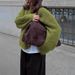 Women's Oversized Alpaca Wool Sweater – Soft Short-Sleeve Knit Pullover (One Size, Gray/Beige/Pink/Red/Green/Yellow/Brown)_ecoleips.com