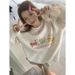 Women's Heavyweight Fleece Lined Crew Neck Sweatshirt American Style Printed Thickened Casual Loose Fit Hoodless Top for Autumn/Winter_ecoleips.com