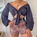 In Stock: European American Cross-border Women's Clothing, Sexy Cropped Top Tie And Knotted V-neck, Paired With Printed_ecoleips.com