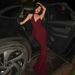 Women's Clothing 2025 Winter New Product Egant Sexy Neckline V-Neck Backss Slim Fit Solid Color Dress_ecoleips.com