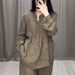 Women's Fashion Cotton Linen Set Long Sleeve Top With Half Open Placket Wide Leg Pants Autumn Casual Comfortable Clothing_ecoleips.com
