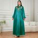 Elegant Green Embroidered Robe Hand Beaded Ethnic Style Tassel Gown Fashion Muslim Dress Women's Clothing Cross Border_ecoleips.com