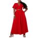 N8078 Women's Fashion 2025 Spring/Summer New Solid Color Bell Sleeve V-neck Split Two-piece Set_ecoleips.com