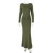 Women's Slim Pleated Round Neck Long Sleeve Dress American Style Hot Selling Autumn Fashion Temperament Clothing_ecoleips.com