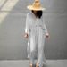 2023 European And American New Style Rayon Plus Size Women's Drawstring Long Dress Beach Cover-Up Bikini Sun Protection_ecoleips.com