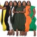 Women's Clothing Fashion Plus Size Women's Solid Color Double Pocket Loose Dress_ecoleips.com