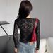 European And American Cross-border Ins 2026 New Women's Small Stand-up Collar Transparent Lace Tight-fitting_ecoleips.com