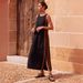 Women's Casual Fashion Sleeveless Round Neck Dress Solid Color Patchwork Lace Slit Midi Spring Summer New_ecoleips.com