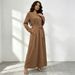 Cross Border Best Selling Simple And Versatile Nida Solid Color Dress_ecoleips.com