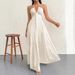 Women's V Neck Halter Solid Color Backless Flowy Maxi Dress – Casual Summer Resort Gown_ecoleips.com
