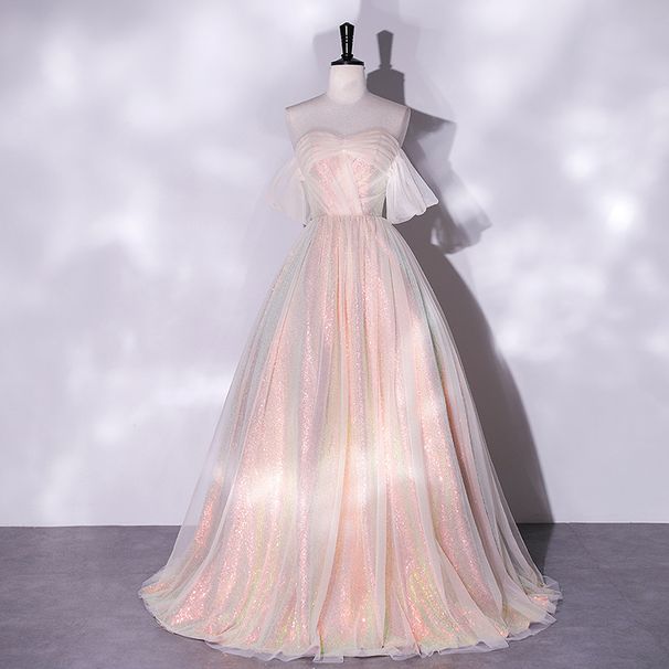 Women's Clothing Toast Dress Bride New One Shoulder Mesh Slim Annual Meeting Banquet Art Exam Performance Host Evening Dress_ecoleips.com