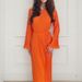 Women's Solid Color Round Neck Flared Long Sleeve Pleated Flowy Maxi Dress – Casual Spring Fall Gown 2026_ecoleips.com