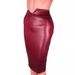 SK007 Leather Natural Waist Triangle Opening Knee-Length Midi Bodycon Skirt Discounted Sizes_ecoleips.com