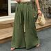 Women's Casual Loose Wide Leg Pants Spring Summer Fashion Ice Silk Wrinkled Belted Long Trousers_ecoleips.com
