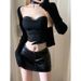 American Style Spicy Girl Low Women Ultra Short Autumn Winter New High Waist Slimming Bodycon PU Leather Fashionable_ecoleips.com